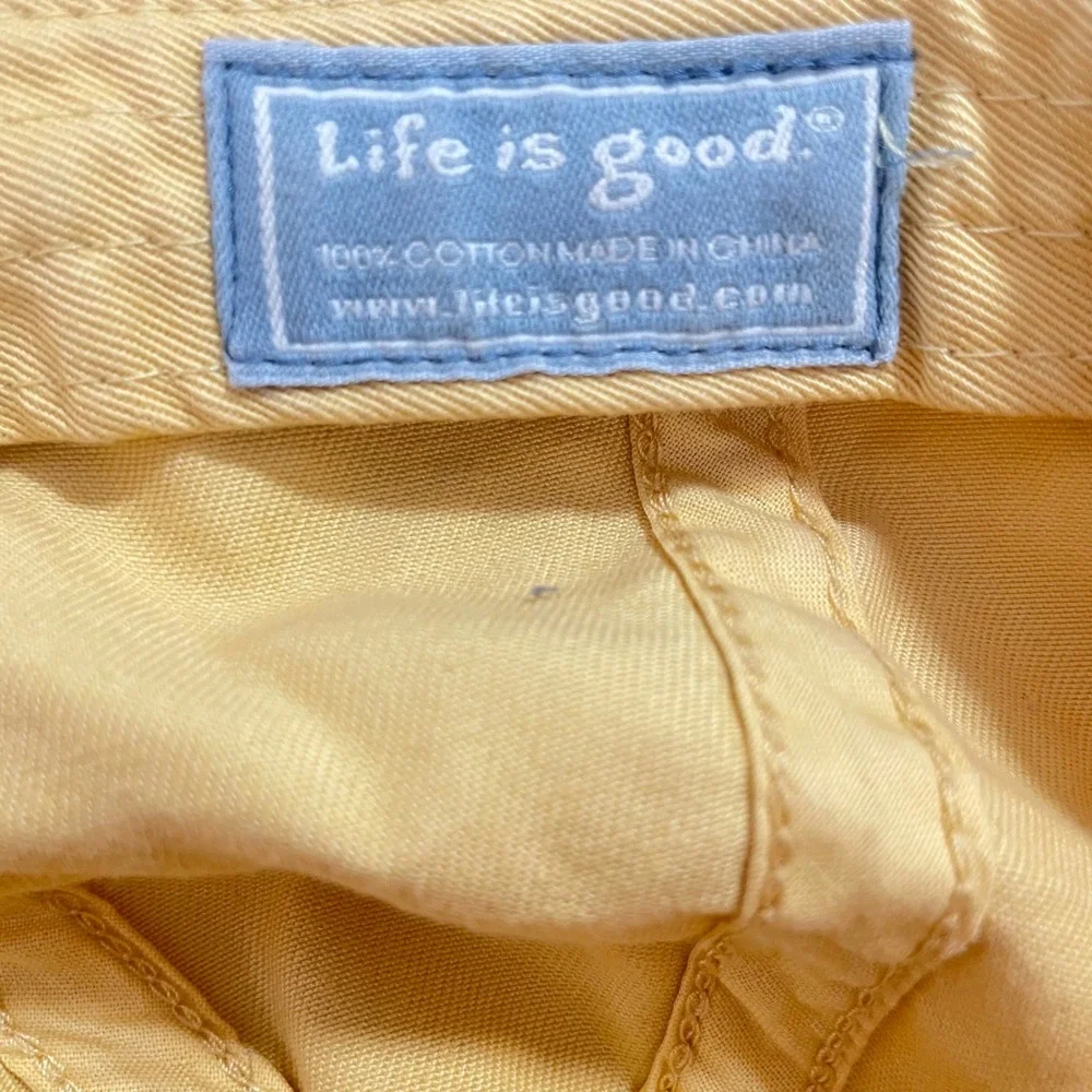 Life is Good Yellow Cotton Baseball Hat Adjustable Strap Cap Mens Womens
